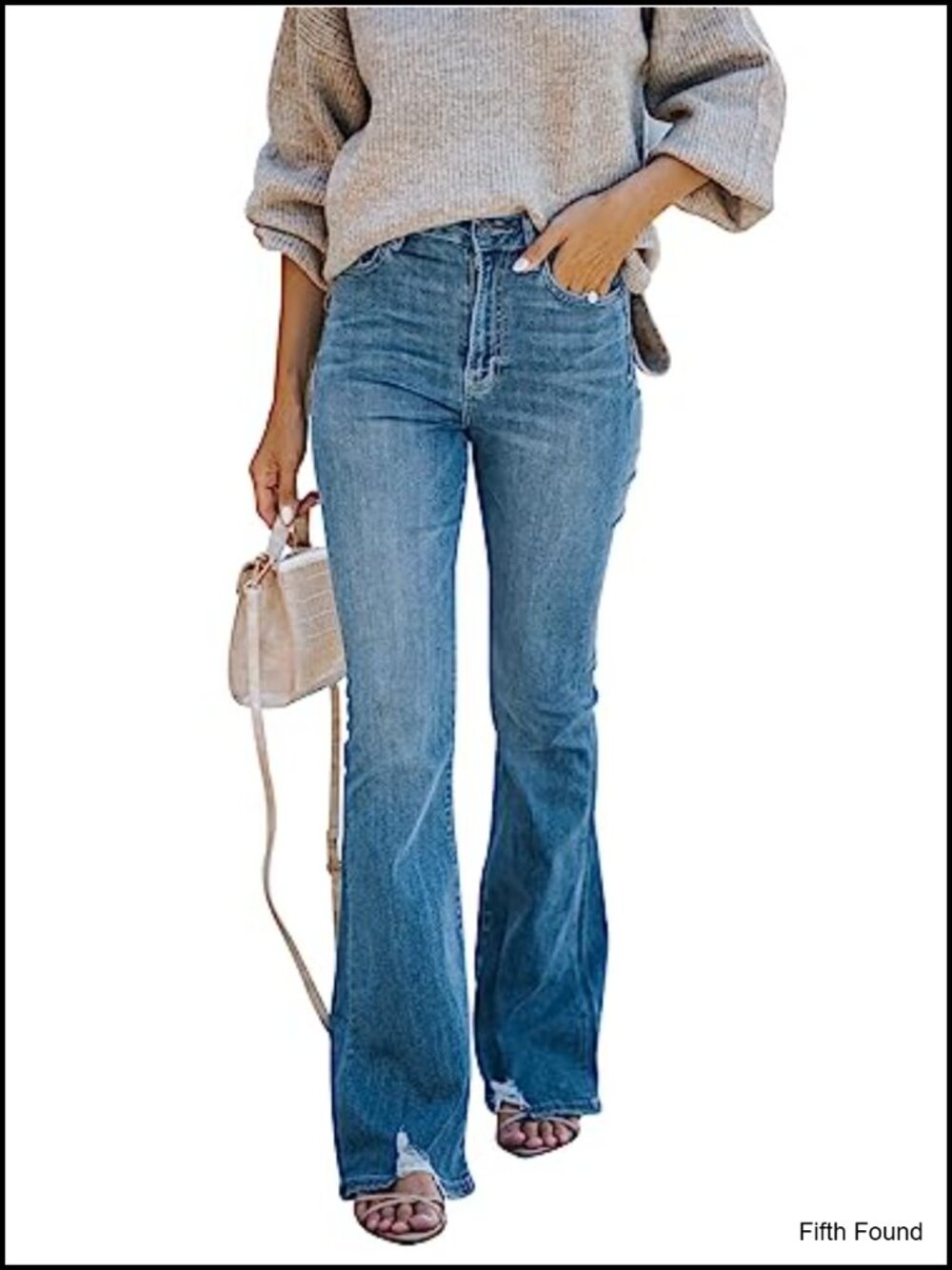 High Waisted Flare Bell Bottom Jeans Stretchy Distressed Wide Leg Denim Pants